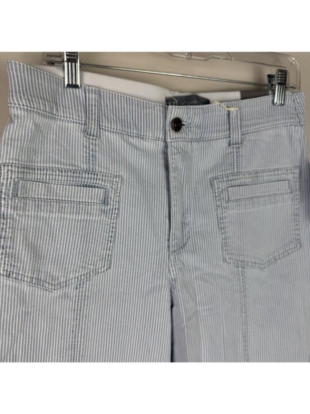 Wit & Wisdom Skyrise Wide Leg Pants Womens Size 6 Blue Pinstripe NWT Trouser - Picture 3 of 8